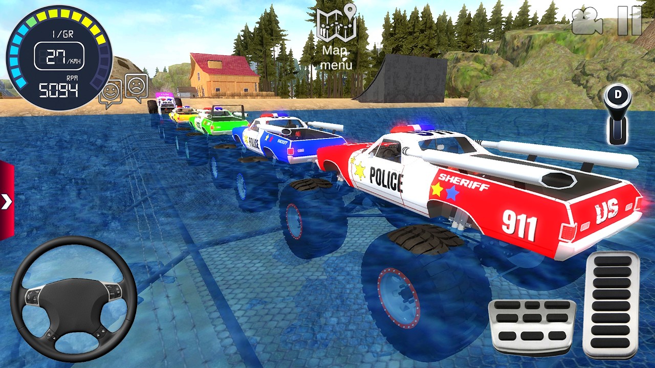 Impossible Car Mega Stunts Ramp Simulator #2 - US Police Monster Truck Driving 3D - Android gameplay
