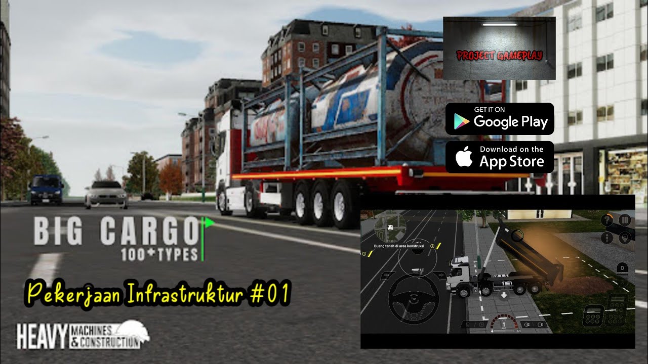 Heavy Machines & Construction Gameplay Android # Pekerjaan Infrastuktur #01 8X8 Dump Truck
