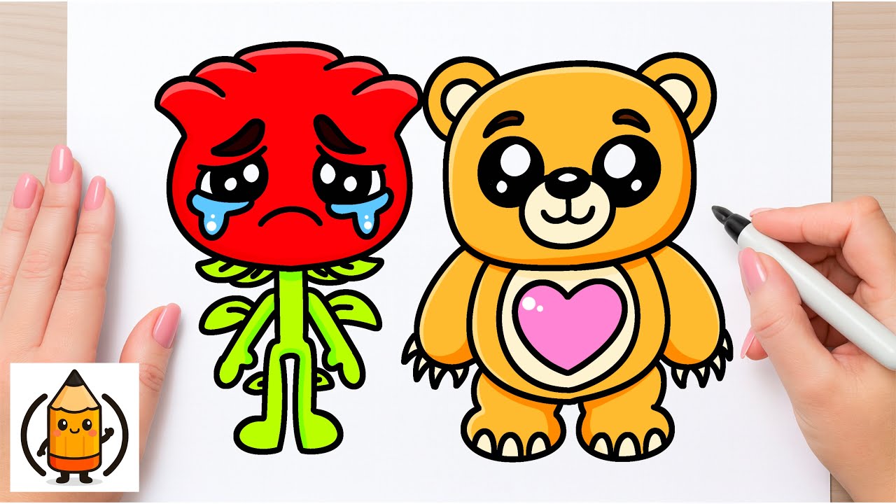 How To Draw Rosey And Teddy | Steal A Brainrot Roblox 