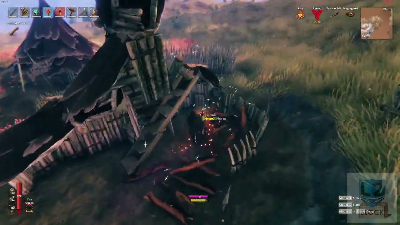 Valheim - Snapshot - Skeletons Assist Fuling Village Assault - Dead Raiser & Staff of Protection