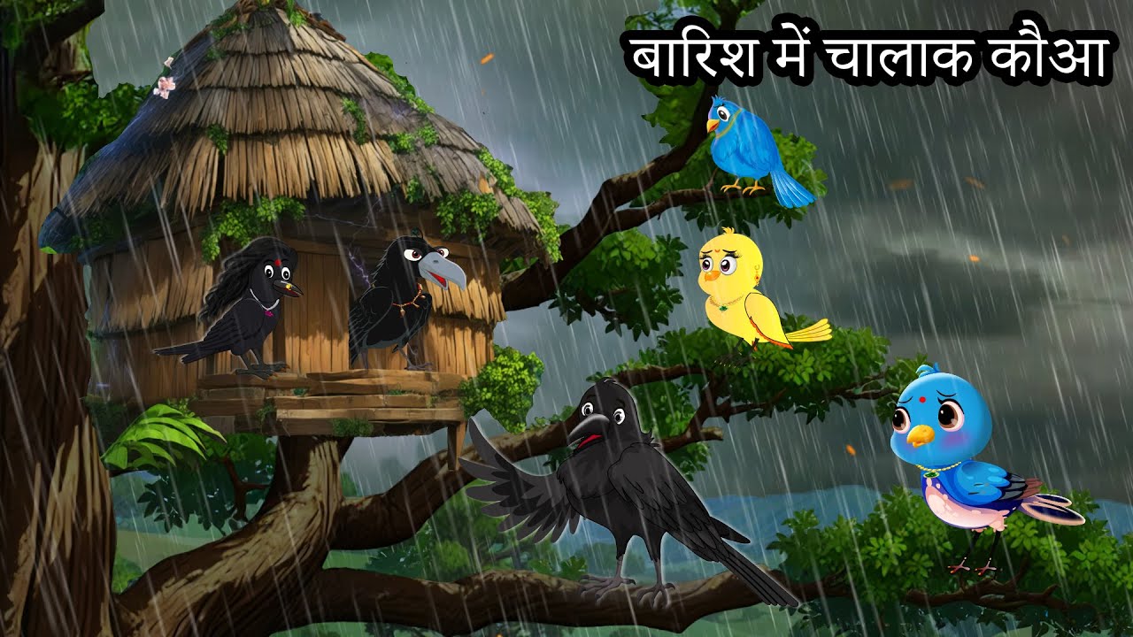 बारिश में चालाक कौआ | Barish Ki Kahani | SLEEP RAIN STORY | HINDI STORIES | CHIDIYA KI KAHANI