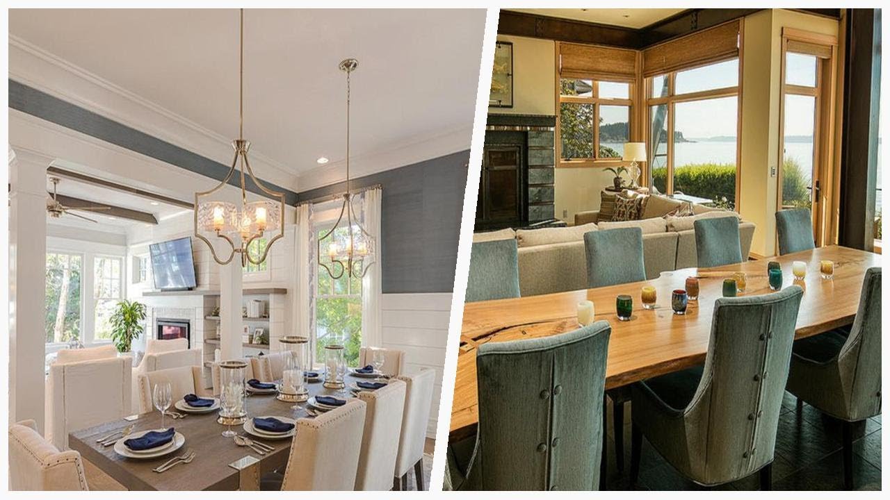75 Coastal Gray Floor Dining Room Design Ideas You'll Love 😊