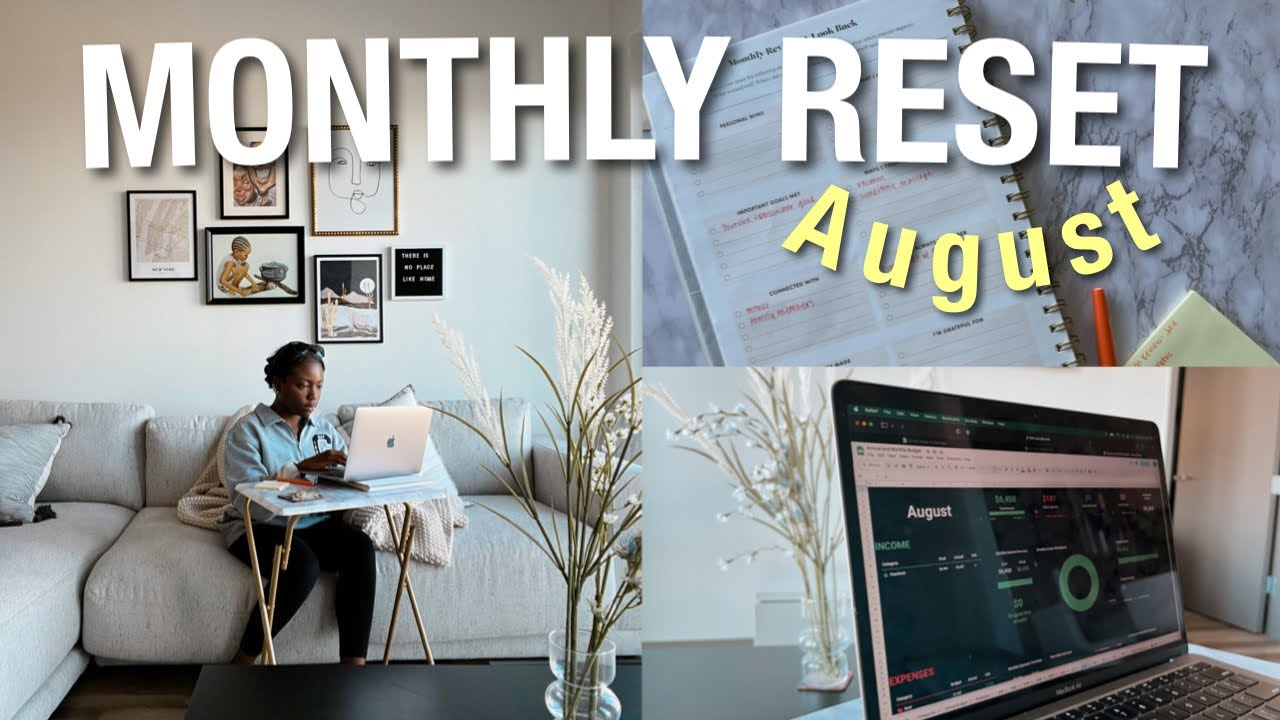 AUGUST MONTHLY RESET | settings goals, budgeting, monthly reflection & YouTube analytics