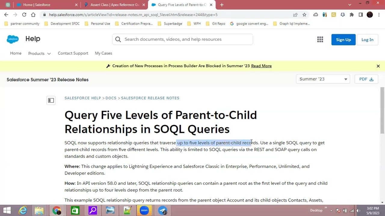 Salesforce Summer Relase'23 - Query Five Levels of Parent-to-Child Relationships in SOQL Queries