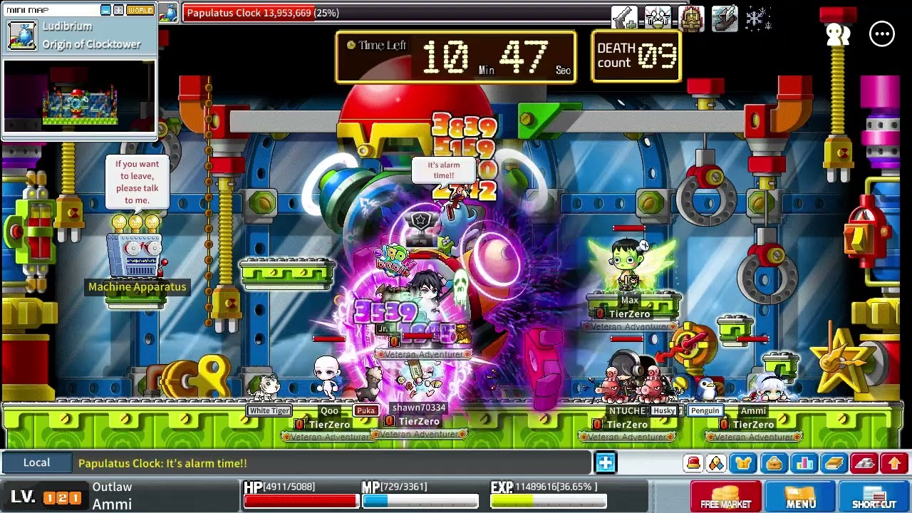 Maplestory world Artale lvl121outlaw pap run