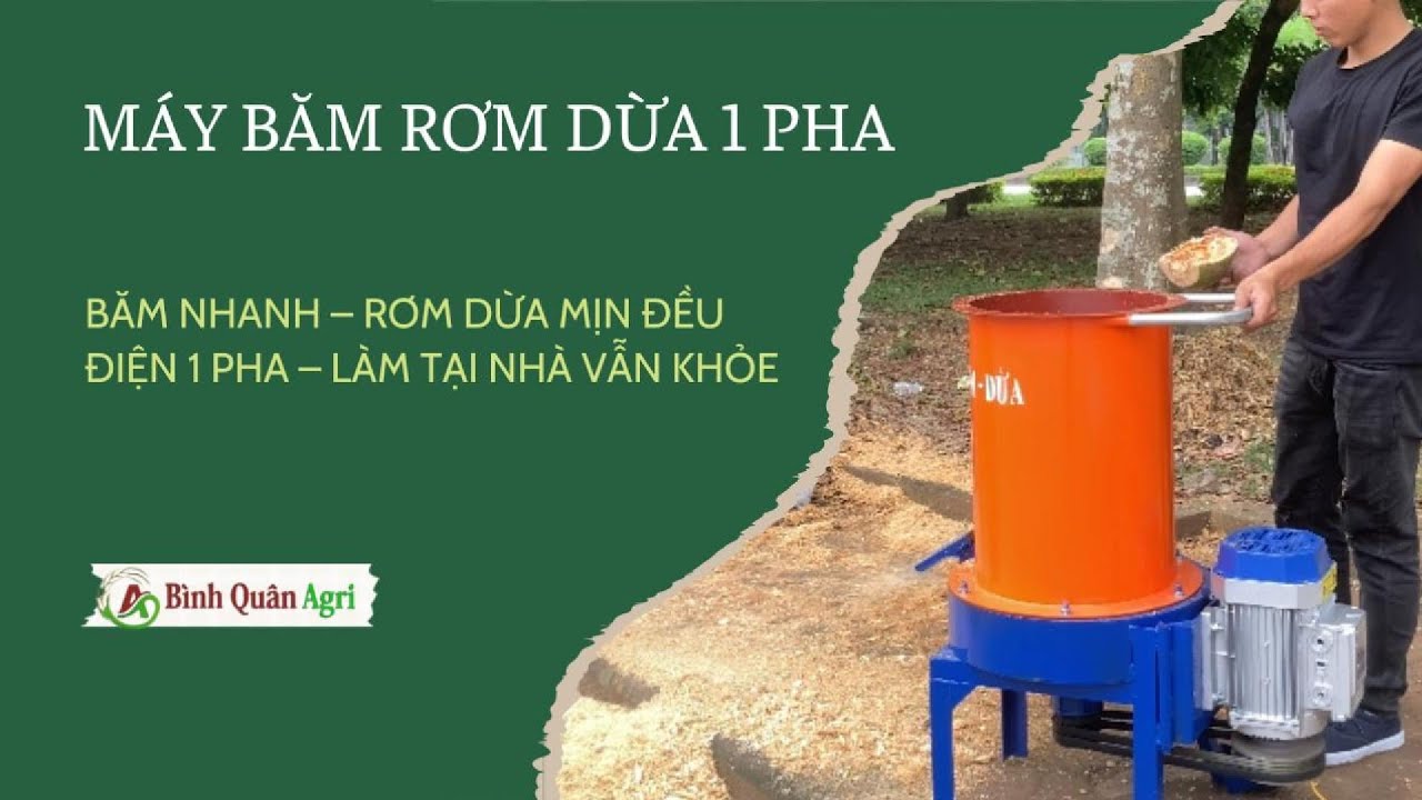 ĐỪNG VỨT VỎ DỪA! MÁY BĂM XƠ DỪA 1 PHA GIÚP BIẾN RÁC THÀNH TIỀN