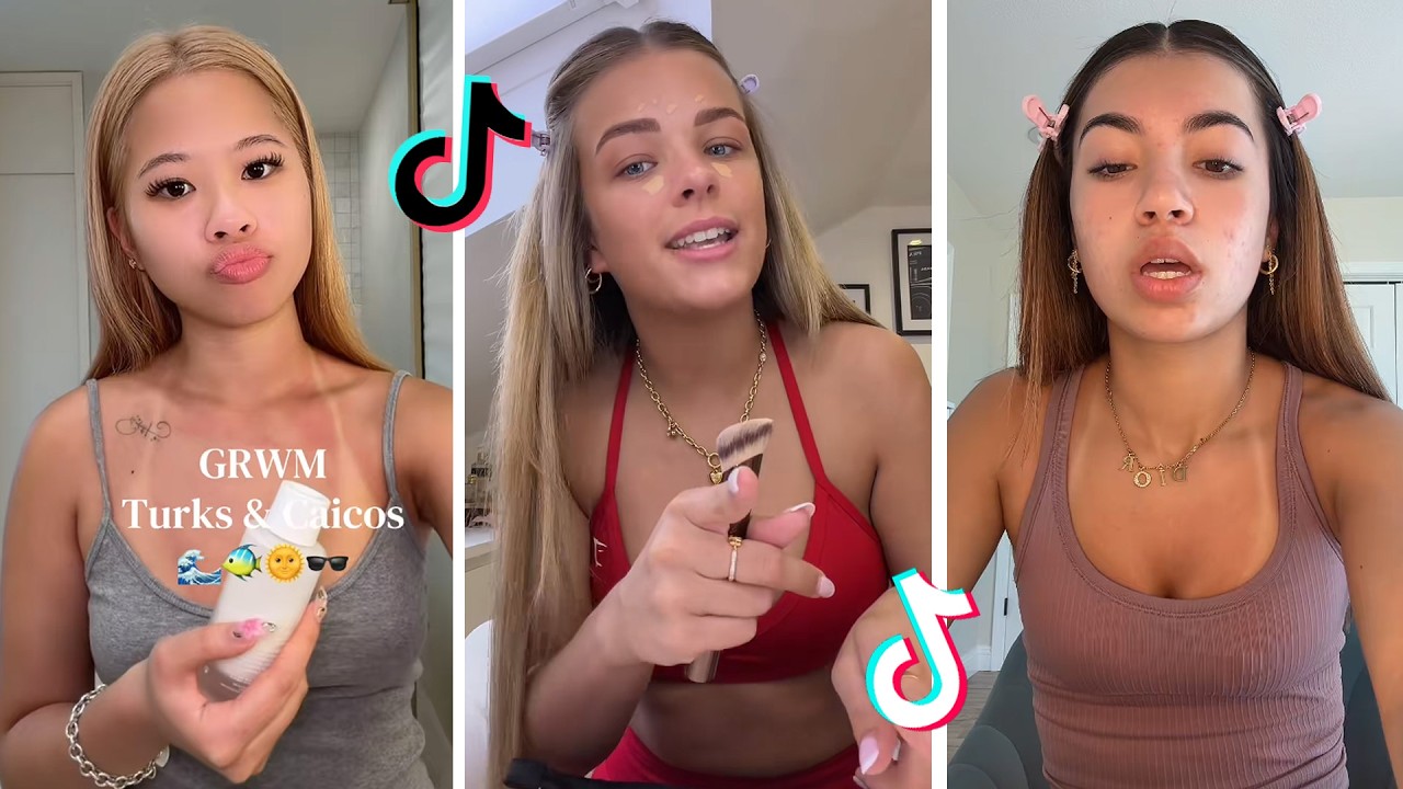 GRWM TikTok Makeup Compilation - Skincare, Makeup & Outfits 1897