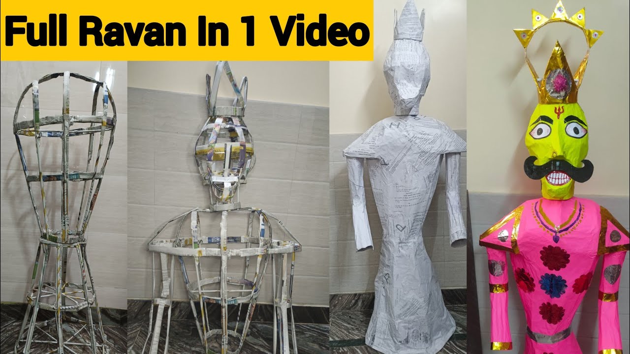 How to make Ravan at home | How to make Ravan | Newspaper Ravan making | Ravan making full video |