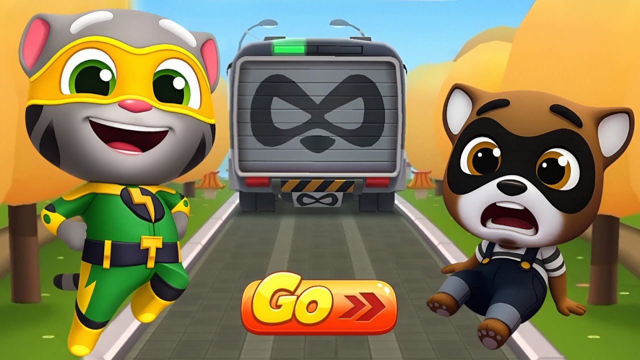 Talking Tom Gold Run New Update - Super Tom vs Raccoon Boss Fight in Party Parade | Funny Race 🔥