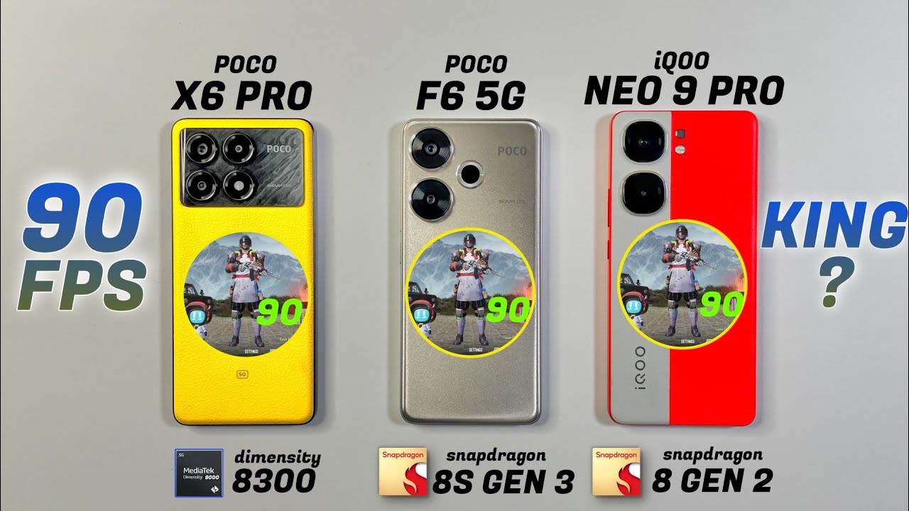 POCO X6 Pro vs POCO F6 vs IQOO Neo 9 Pro Pubg Test - Best Gaming Phone Under 30000 ?