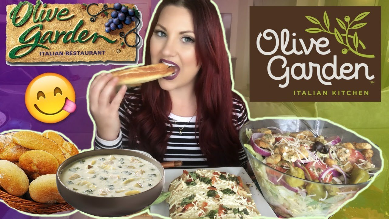 MUKBANG OLIVE GARDEN CHICKEN ALFREDO FLATBREAD ZUPPA TOSCANA SOUP *BURPING* VEGAN