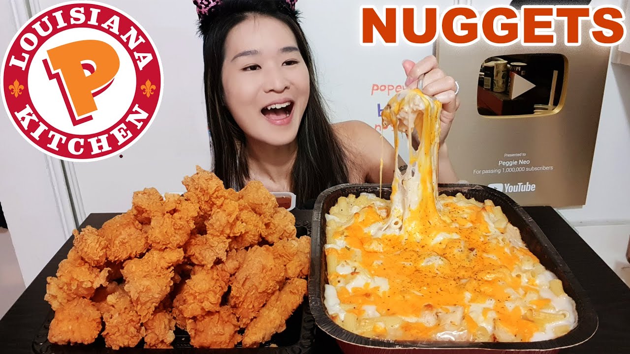 Popeyes NEW Chicken Nuggets & CREAMY Chicken Alfredo Pasta! Crispy Chicken & Cheesy Pasta Mukbang
