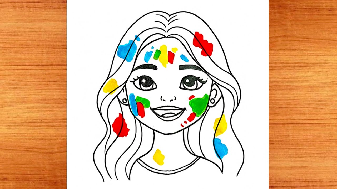 How to draw a Traditional Girl celebrate Holi || Happy Holi Drawing || Pencil Drawing Tutorial