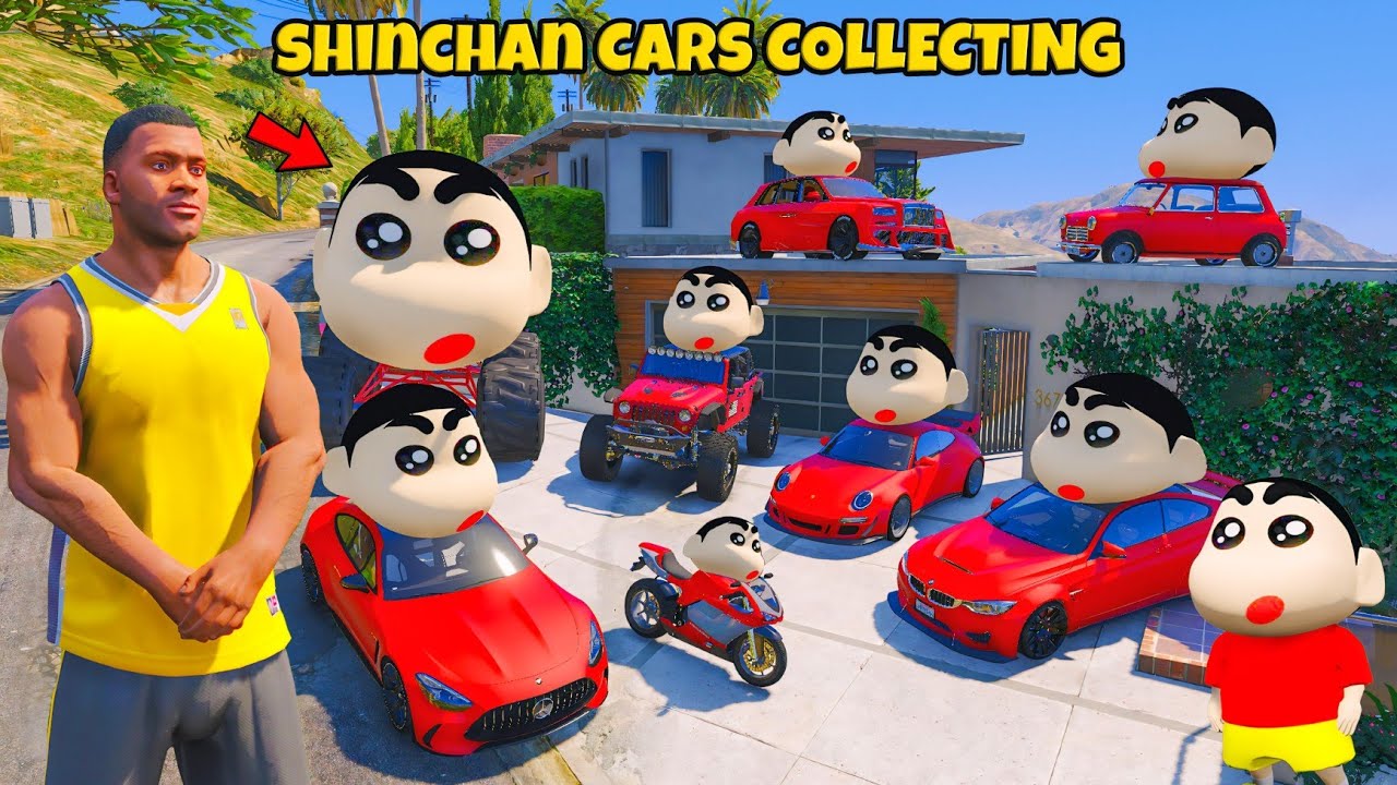 Shinchan & Franklin Collecting Shinchan Head Car in GTA 5