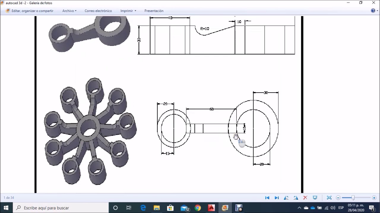 Ejemplo 5 AutoCAD 3D (Matriz Polar)