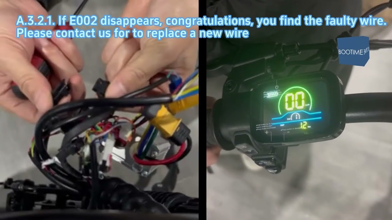 Bootime Ebike Z8 How to troubleshoot E002 error and identify the faulty wire?