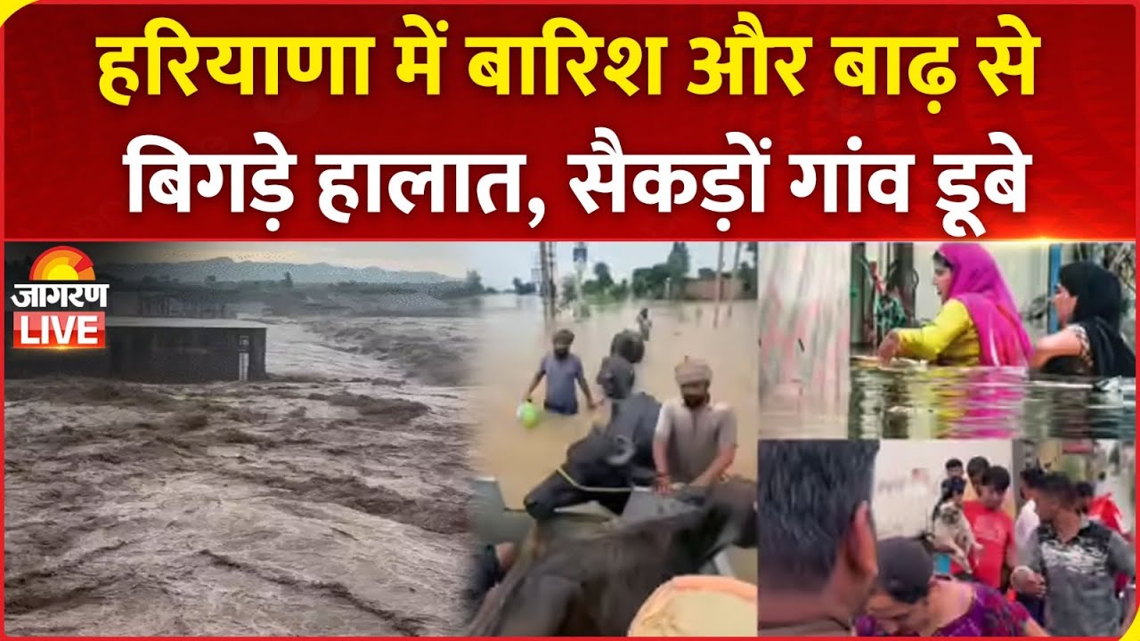 Haryana Flood LIVE | हरियाणा में बारिश और बाढ़ से हाहाकार, सैकड़ों गांव डूबे | Ambala | Yamunanagar