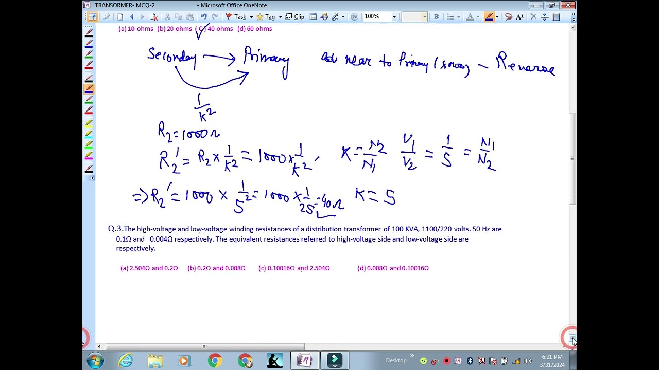 Transformer:- MCQ  Part -2