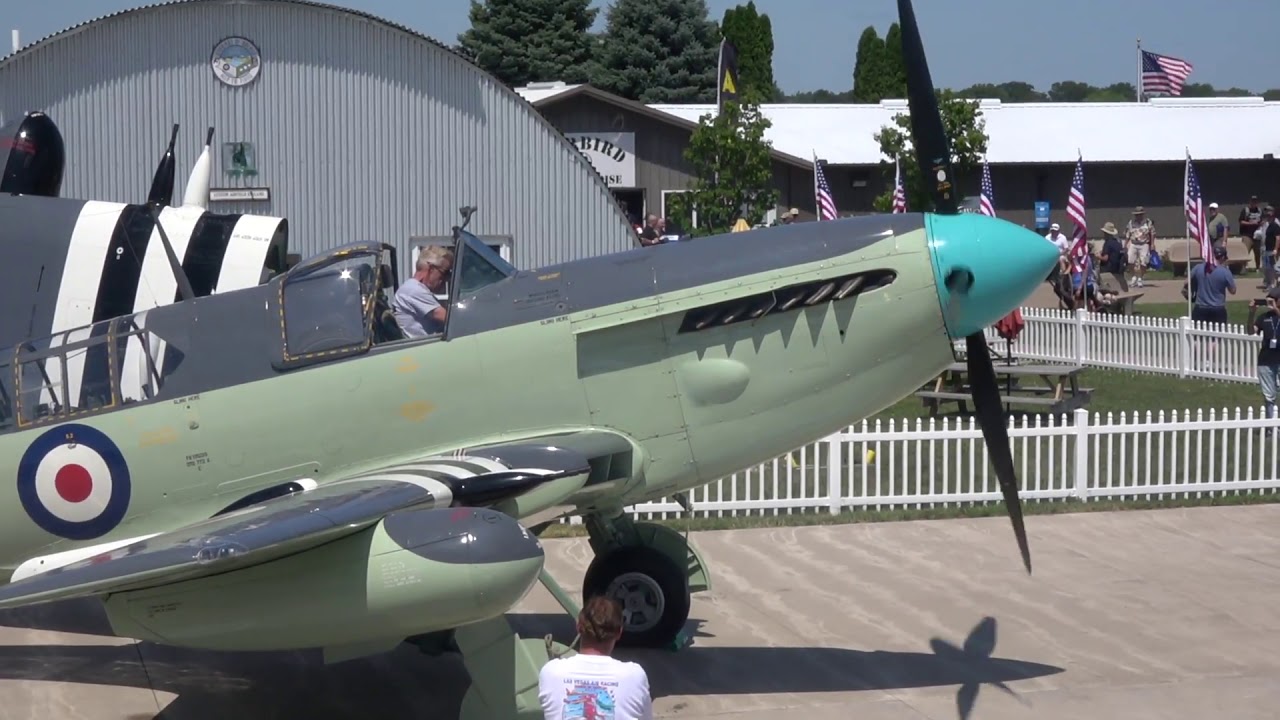 Oshkosh EAA AirVenture 2019 -- Fairey Firefly Engine Run and Wing Fold