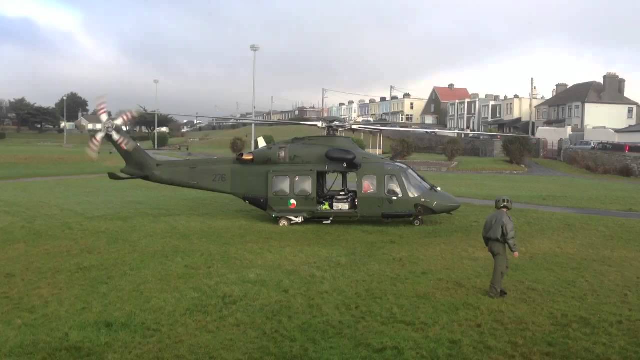 Irish Air Corps AW139 Rescue Helicopter taking off from Salthill