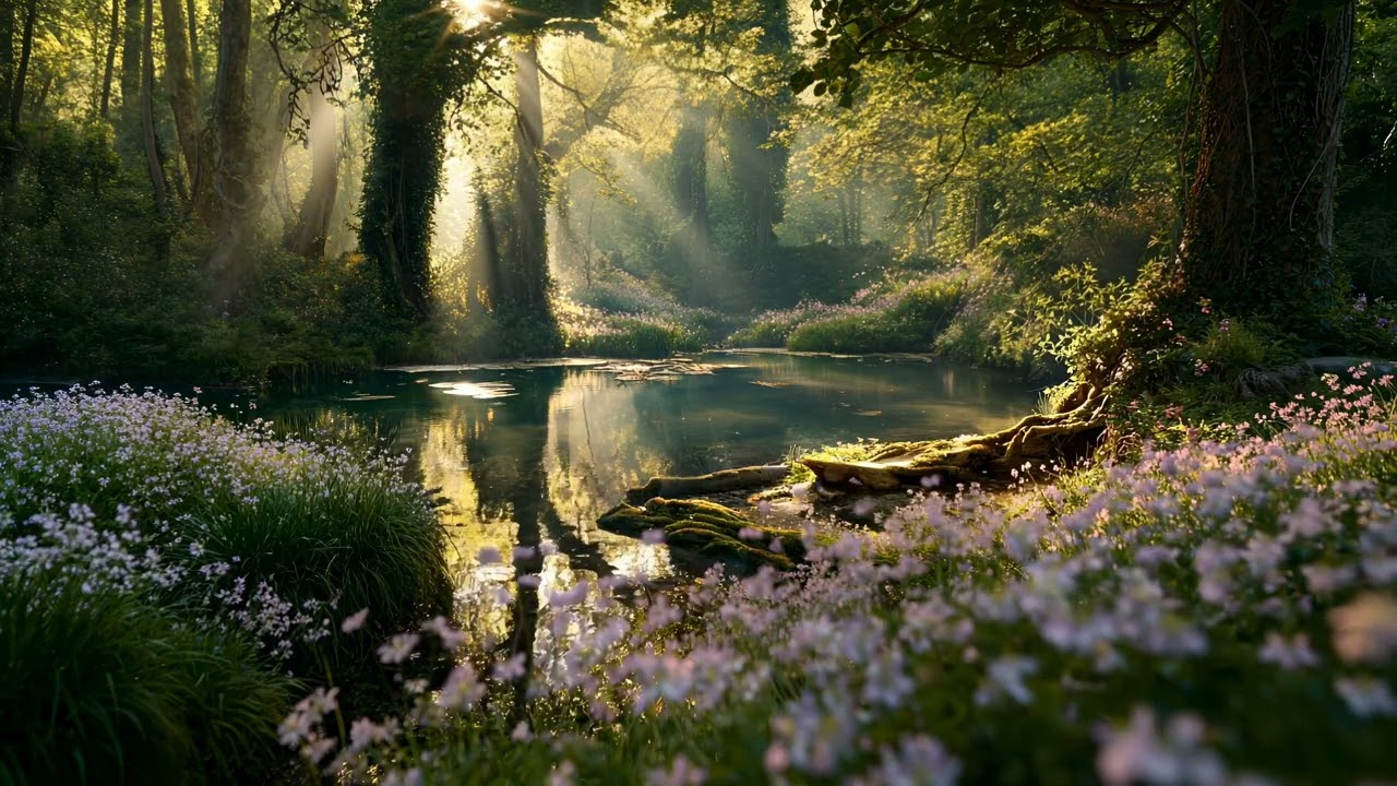 A Quiet Forest Pond - Gentle Water & Morning Birdsong [4K]