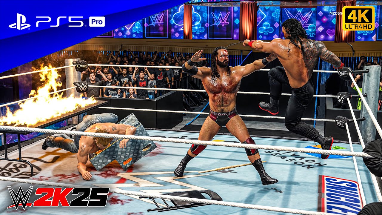 WWE 2K25 - Брок Леснар против Дрю Макинтайра против Романа Рейнса | Матч 