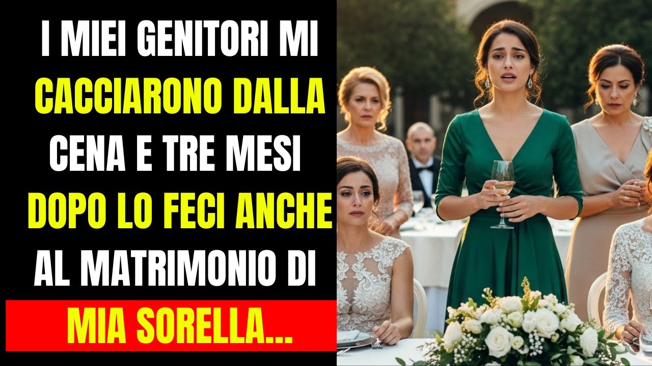 I miei genitori mi cacciarono dalla cena e tre mesi dopo lo feci anche al matrimonio di mia sorella.