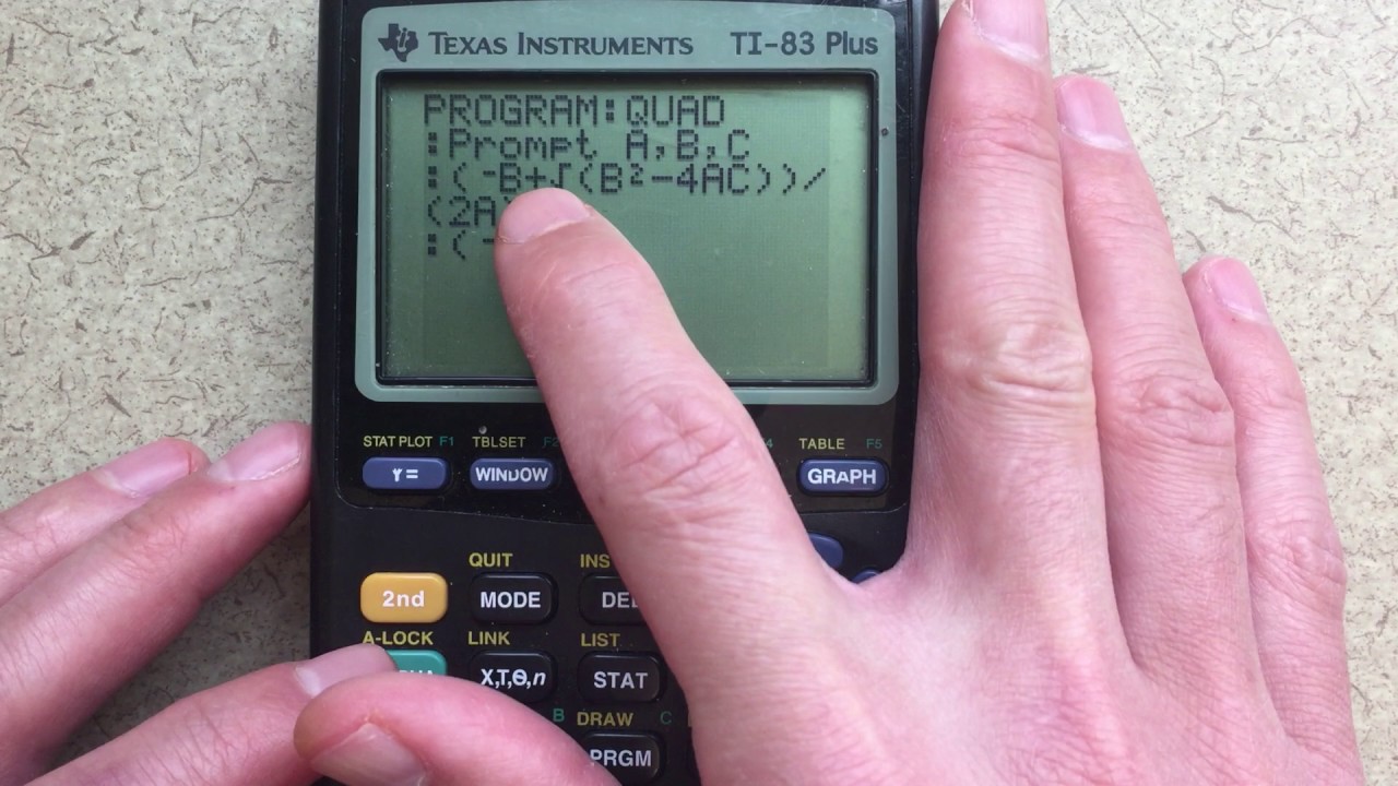 Как запрограммировать квадратичный решатель для TI-83/84