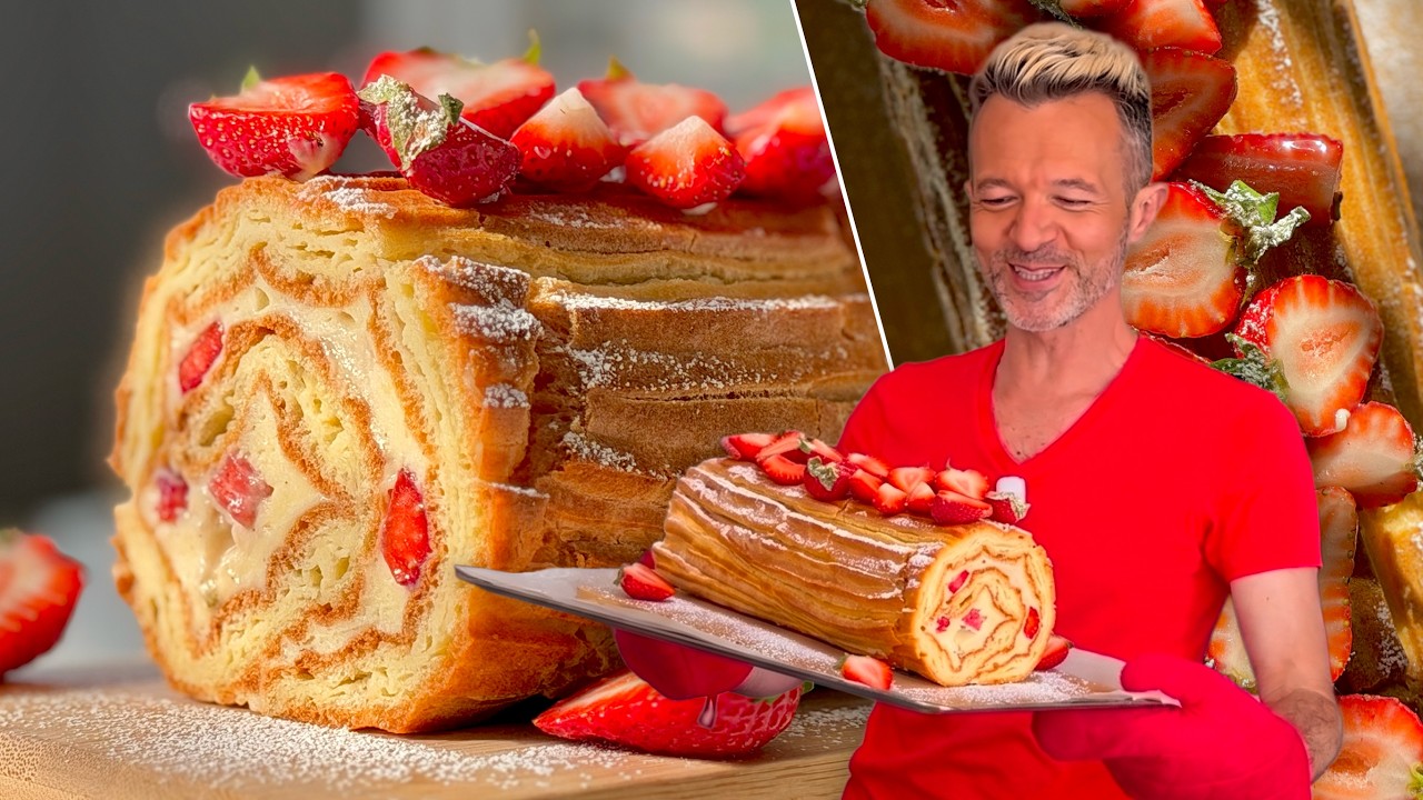 Гигантский эклер 🔥 Рулет Карпатка с клубникой 🍓