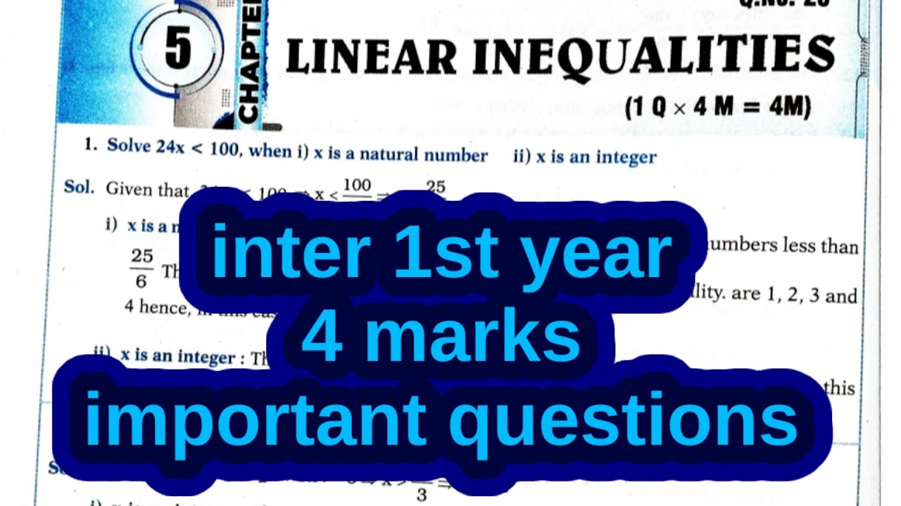 Inter 1st year mathematics linear inequalities 4 marks important questions super Jet material 
