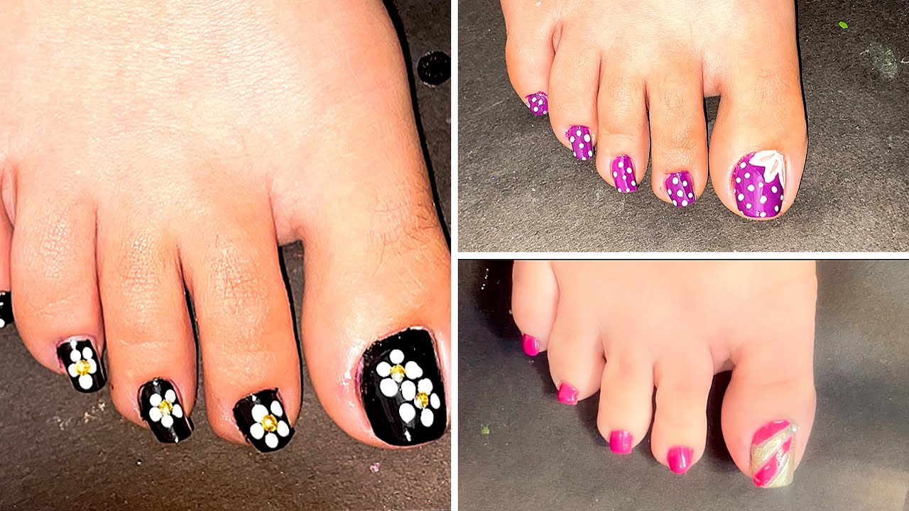 Foot Nail Art Design Step by Step at Home 🏡 | Easy Toe Nail Art | Simple Nail Art Design #toenails