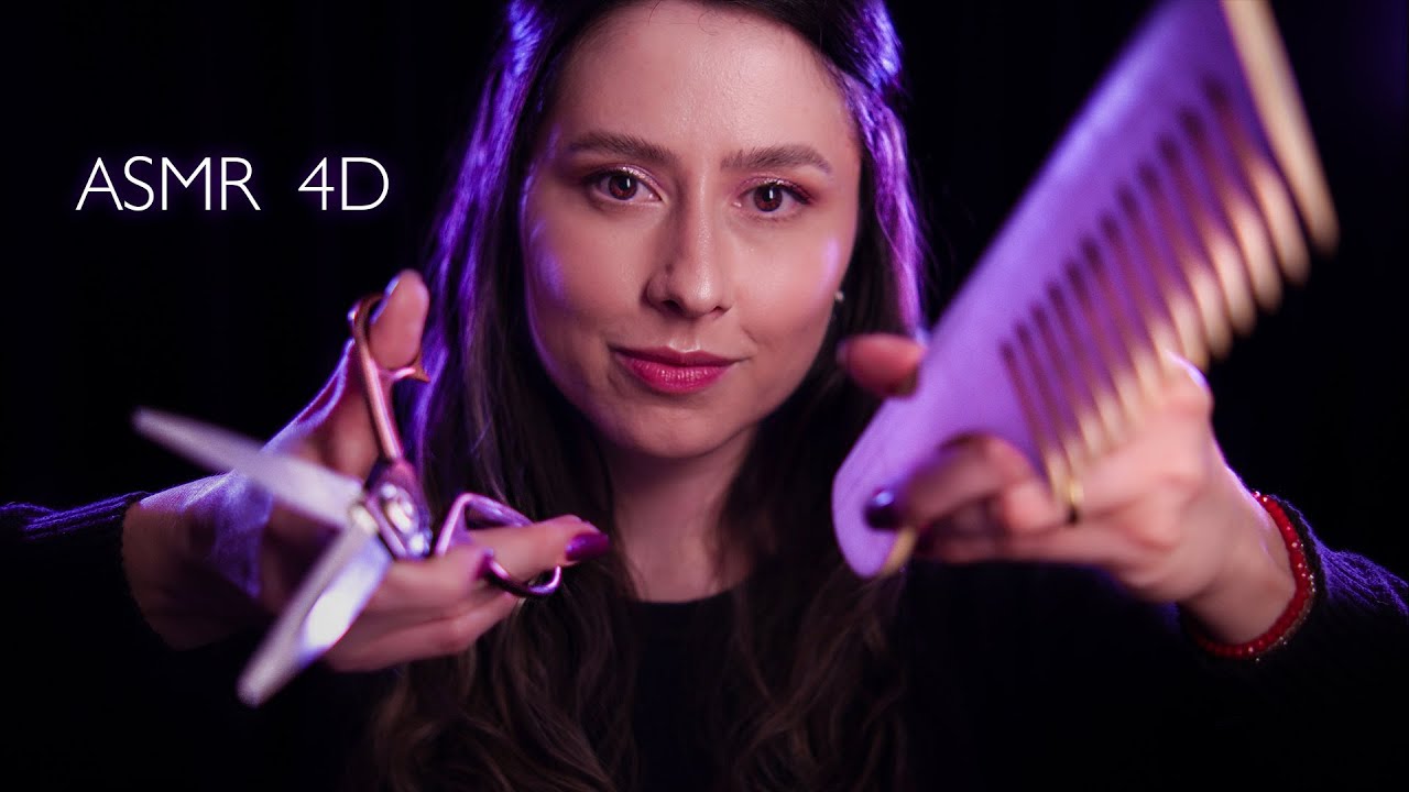 ASMR 4D sound ✨ Mixing triggers to make you relax  Scissors, brushing, tapping,...