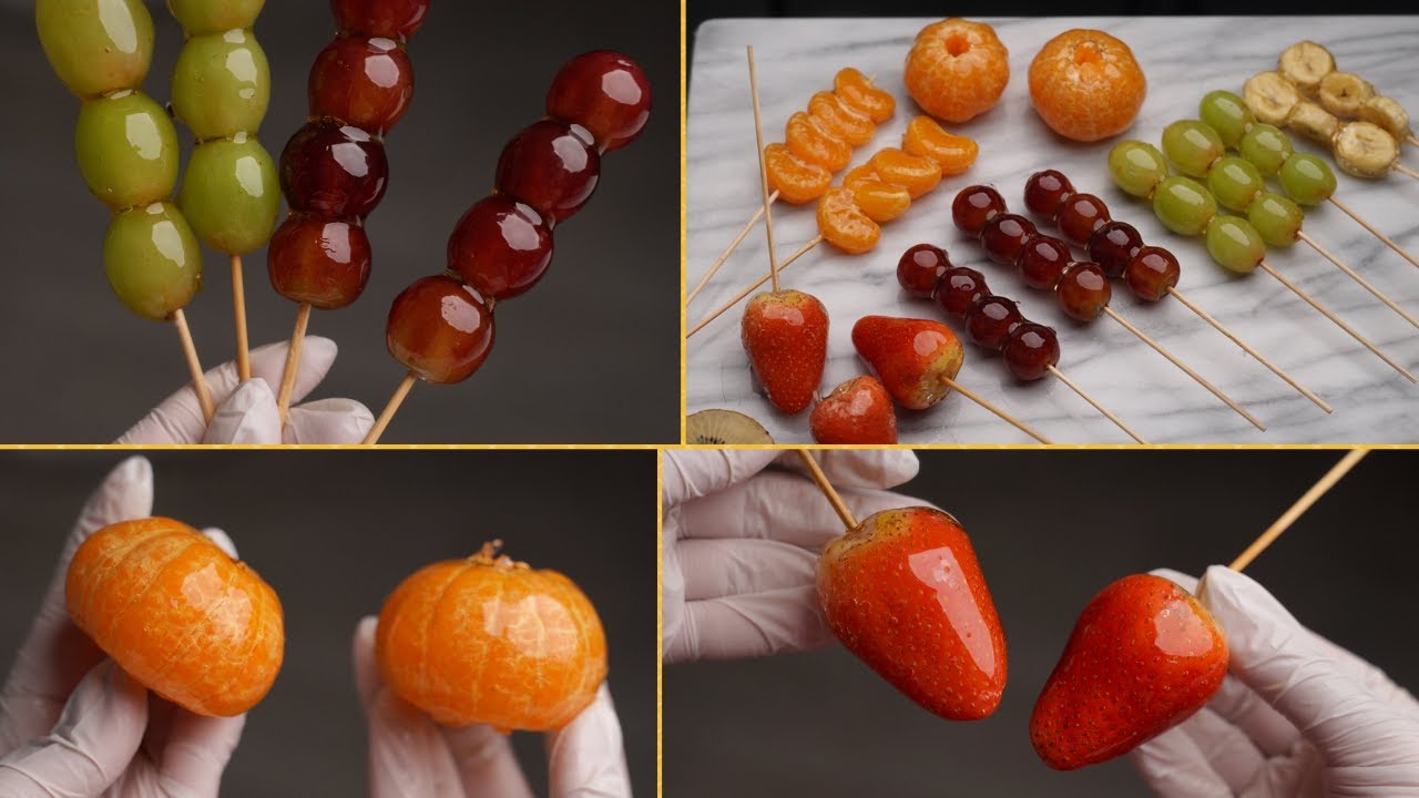 الفواكه الزجاجية (التنجولو) 🍡حلوى لذيذة في منتهى السهولة!