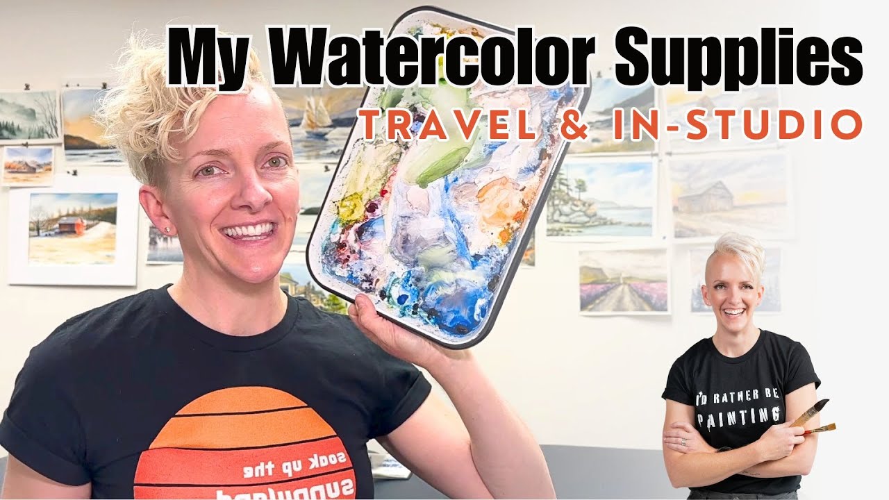 Supplies that I use for Watercolor - Traveling and Studio Watercolor Setup
