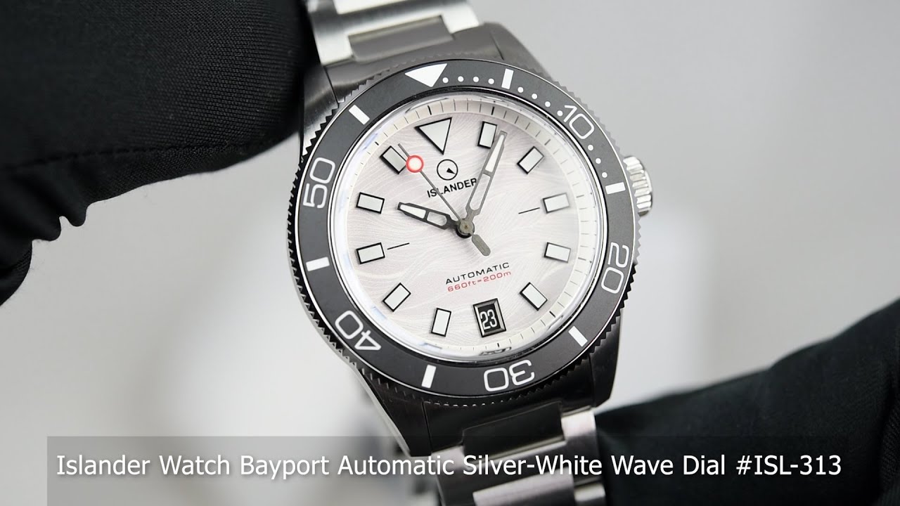 Islander Watch Bayport Automatic Silver-White Wave Dial #ISL-313