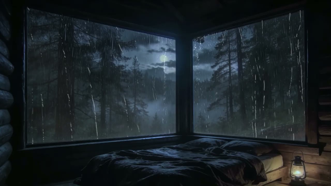 ASMR Rain Sounds for Sleeping – Cozy Cabin Bedroom ASMR Night Ambience for Deep Sleep Relaxation
