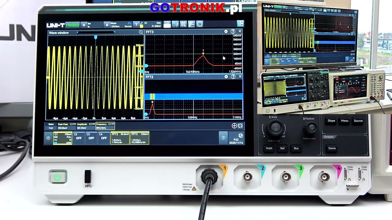 UPO2204HD oscyloskop cyfrowy 4x200MHz 👑12bit ▶ UPO2000HD Uni-T pomiary FFT ERES 16bit
