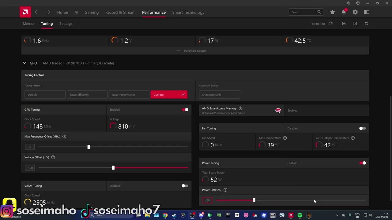 Снижение напряжения на видеокарте AMD 9070xt (на 30% эффективнее)