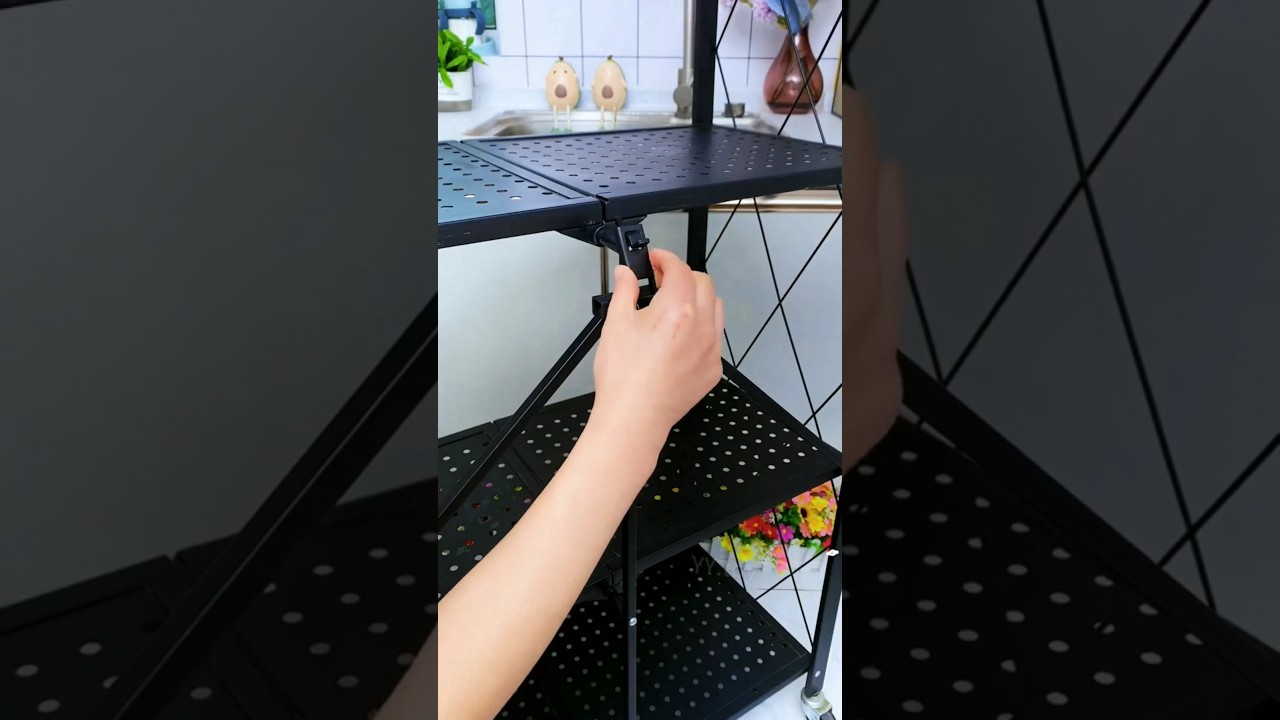 Heavy Duty 4-Layer Foldable Kitchen Rack &ndash; No Assembly Required!