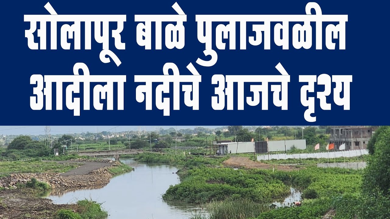 सोलापूर बाळे पुलाजवळील आदीला नदीचे आजचे दृश्य | Solapur News