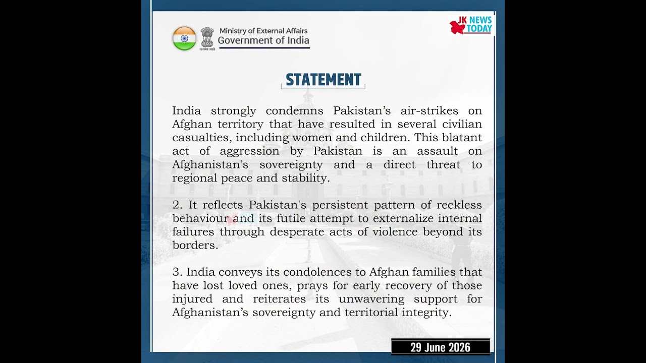 India condemns Pakistan for aerial strikes in Afghanistan | JK News Today