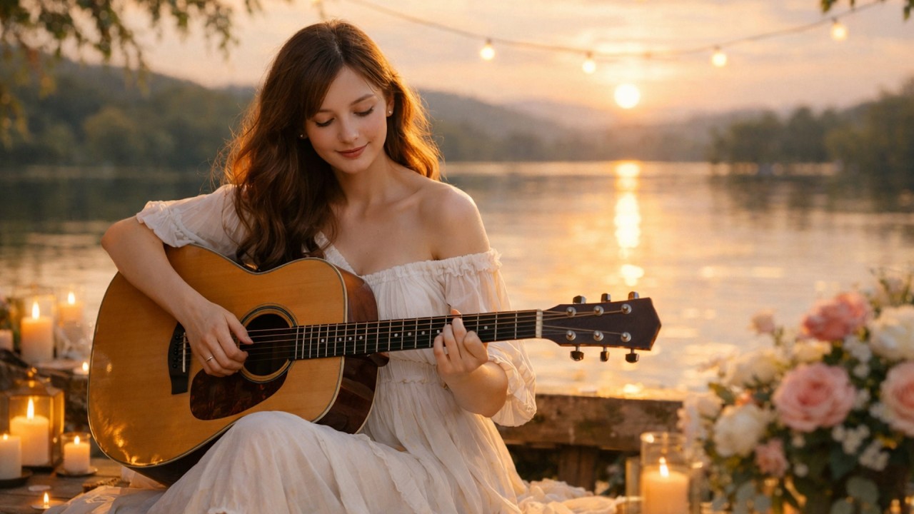 🌅Golden Hour Serenade: Reflective Guitar Melodies by the Lake | Dreamy Guitar Sounds🎶 #romantic