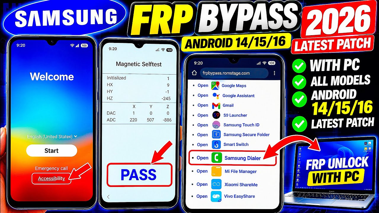 🔥 All Samsung FRP Bypass 2026 | Android 14/15/16 Latest Patch | FRP Unlock With PC
