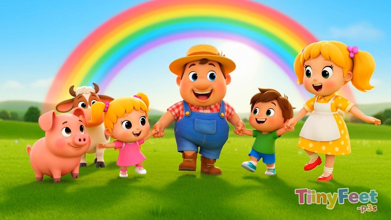 Фермер в долине 🚜🐶🐱 | Классическая детская песенка | TinyFeet-p3s