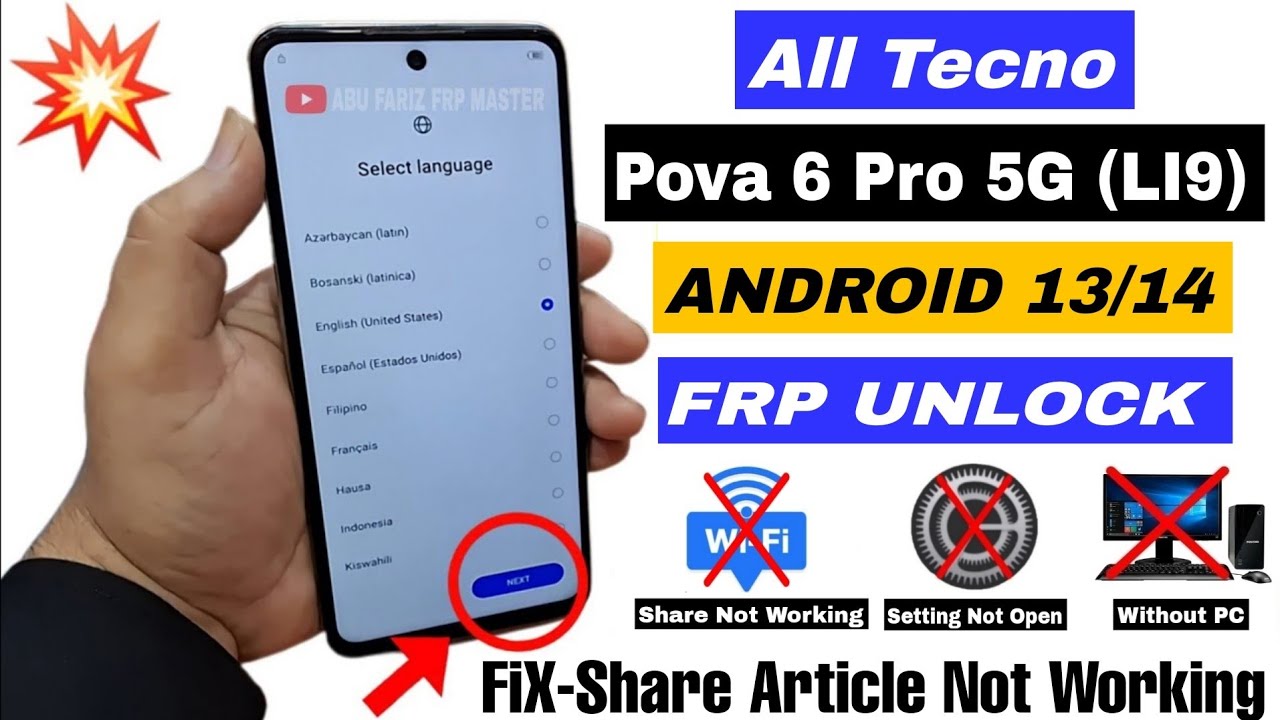 Tecno Pova 6 Pro 5G FRP Bypass | Tecno Pova Li9 FRP Unlock | Pova 6 Google Bypass|FRP Share Not Work