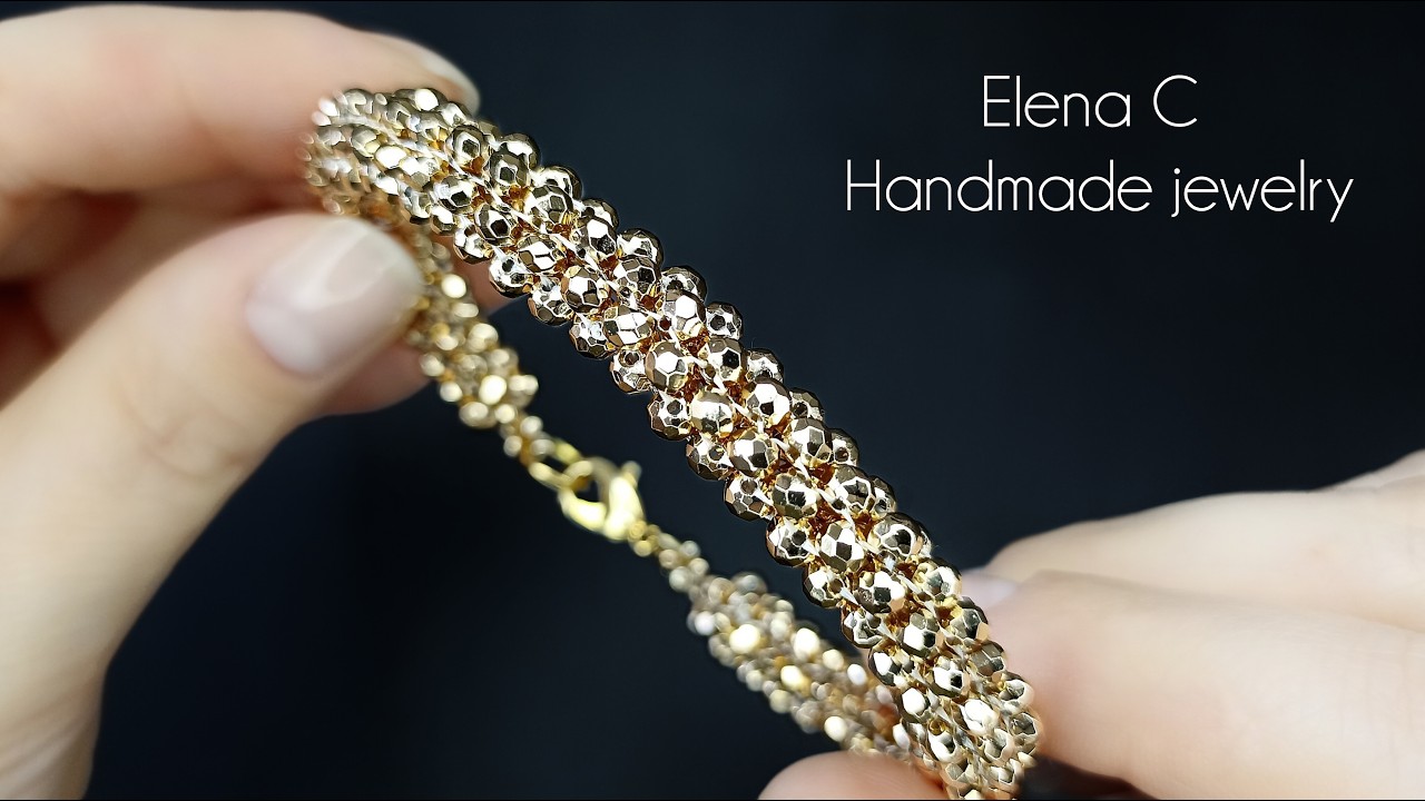 Ажурный жгут из хрустальных бусин иглой Красивые Украшения Beautiful Crystal Beads Bracelet Tutorial