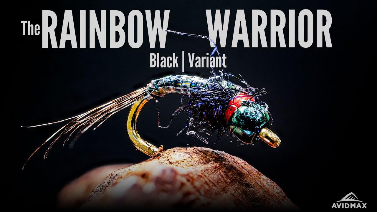 Как завязать Rainbow Warrior (черный вариант) | Урок по вязанию мушек