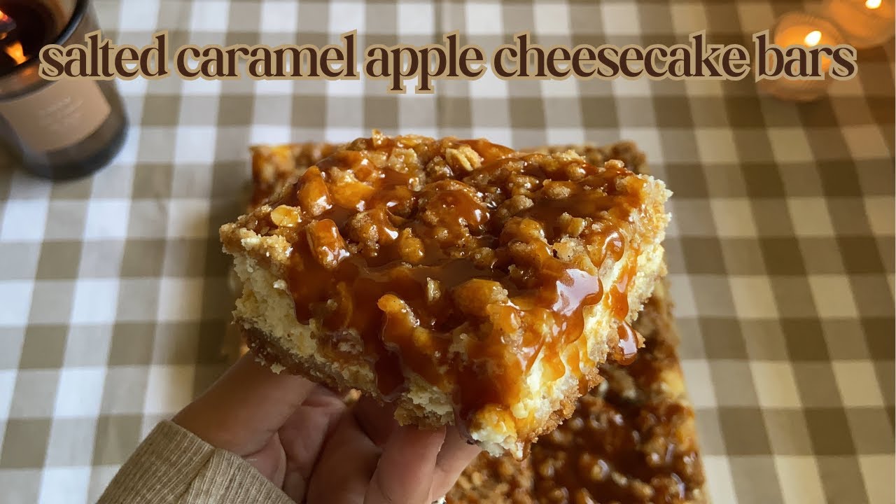 Salted Caramel Apple Cheesecake Crumb Bars 🍎🍂 Bake With Me