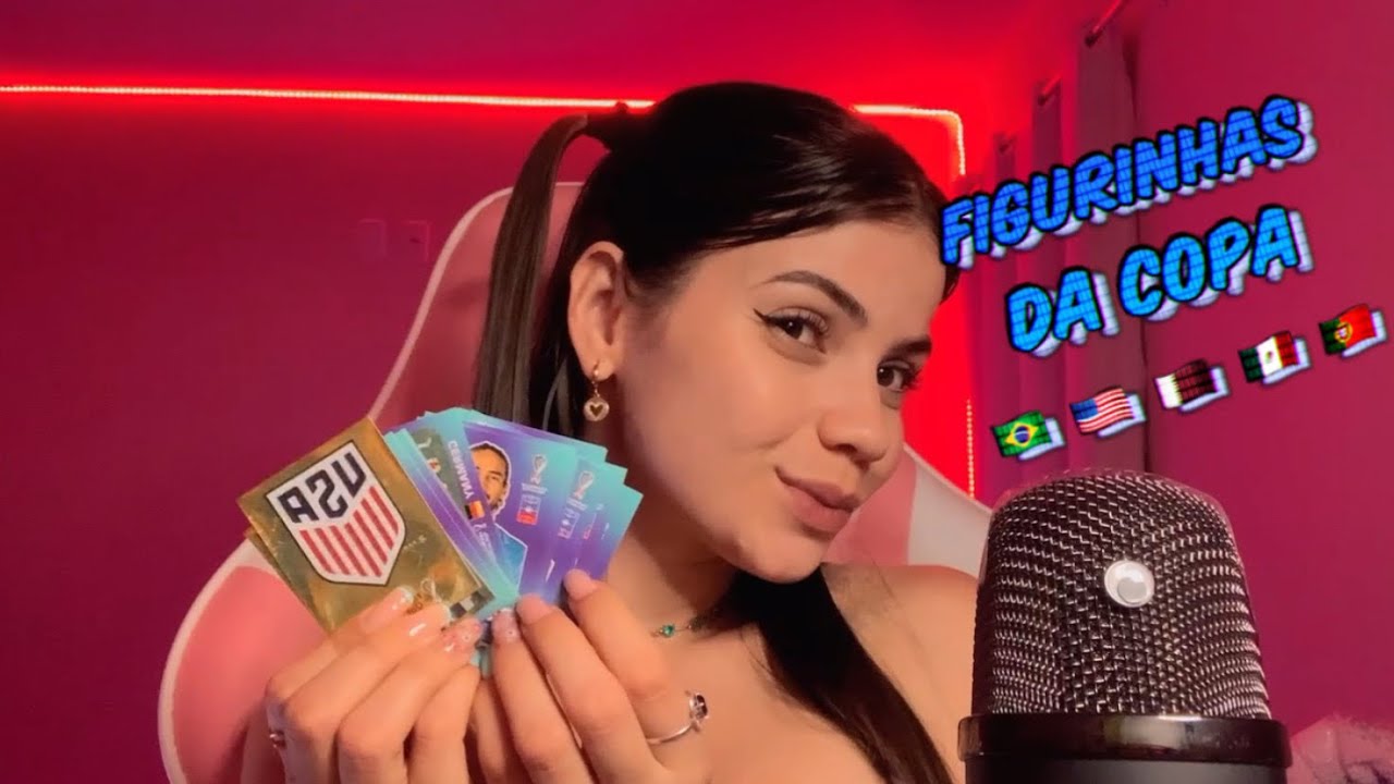 ASMR | MOSTRANDO MINHAS FIGURINHAS DA COPA 2022 E FALANDO OS NOMES DOS JOGADORES