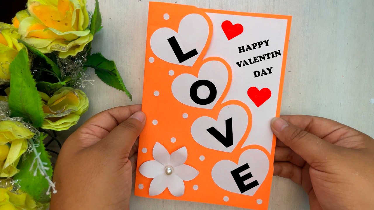 Beautiful handmade Valentine's Day card made from paper in less than 5 minutes